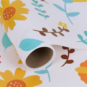 Aimyoo Kraft Floral Wrapping Paper Jumbo Roll, All Occasion Flower Gift Wrap Paper for Wedding Bridal Shower Birthday, 17 in x 60 ft