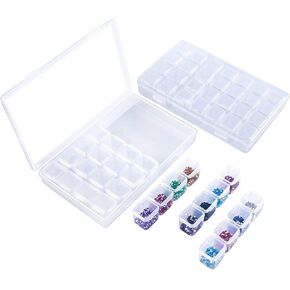 simuer 28Grids Storage Box Organizers, Diamond Embroidery Box Clear Bead Container Painting Jewelry Accessory Container Case 2 Pack in Kuwait