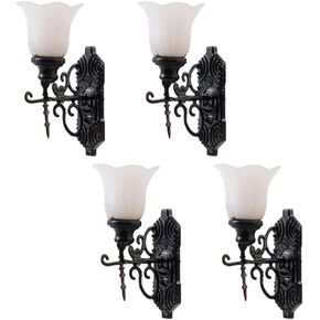 Yardwe Vintage ديكور المنزل 4 قطع LED شمعدانات جدارية 1: 12 مقياس جدار مصباح شمعدانات مصغرة نماذج إضاءة طاولة الرمل أضواء لعبة لديكورات المناظر الطبيعية نموذج القطار in Kuwait