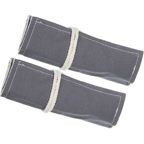 PATIKIL Handmade 24 Slots Roll Up Pencil Case, 2 Pack Canvas Pencil Wrap Pouch Pen Holder Organizer for Artist Drawing Coloring Sketching, Gray