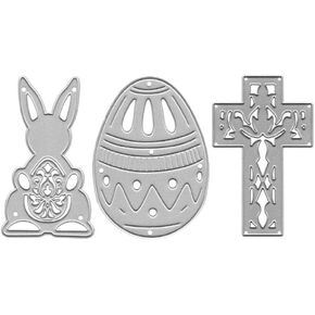 Metal Easter Die Cuts Egg and Rabbit Frame Embossing Stencil Cutting Dies for Card Making Scrapbooking Paper Craft Album Stamps DIY Easter Décor