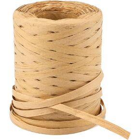 656 Feet Natural Raffia Paper Ribbon Twine Strings,1/4 Inch Kraft Raffia Twine Sturdy Packing Paper Craft Ribbon for Florist Bouquets Decoration Christmas Festival Holiday Gift Wrap DIY Crafts
