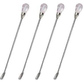4pcs Stainless Steel Wax Stirrer Mixing Spoons Seal Wax Stirring Sticks Spoons Wax Stir Rods, Crystal Shape - Rose Red