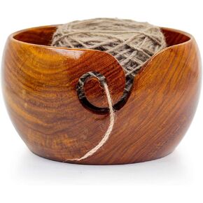 Nagina International Premium Rosewood Crafted Wooden Portable Yarn Bowl | Knitting Bowls | Crochet Holder (6 x 6 x 3 Inches) in Saudi Arabia