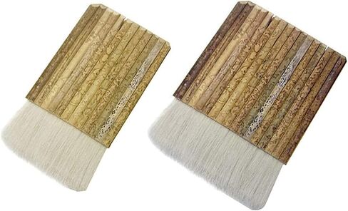 2 PCS Sheep Hair Hake Blender Brush,Hake Multihead Bamboo Brush Latex Paint Brush for Kiln Wash,Watercolor, Ceramic, Pottery Painting Drawing Drafting in Kuwait