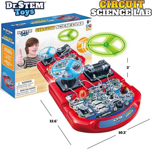 لوحة دوائر ألعاب دكتور STEM للأطفال | مجموعة علمية تعليمية ممتعة مع أسلاك حقيقية، مصابيح LED ومروحة تطير فعليًا | تتضمن 18 تجربة علمية رائعة للأولاد والبنات من سن 8 سنوات فما فوق in Kuwait