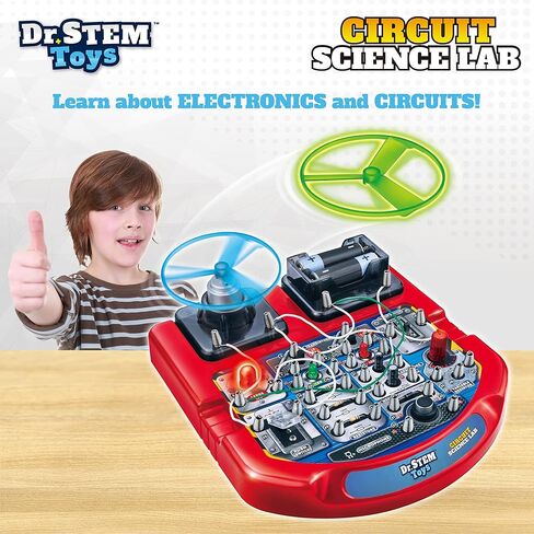 لوحة دوائر ألعاب دكتور STEM للأطفال | مجموعة علمية تعليمية ممتعة مع أسلاك حقيقية، مصابيح LED ومروحة تطير فعليًا | تتضمن 18 تجربة علمية رائعة للأولاد والبنات من سن 8 سنوات فما فوق in Kuwait