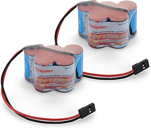 Tenergy 2 Pack 6V 1600mAh قابلة للشحن جنبًا إلى جنب حزمة بطارية سنام، حزمة بطارية جهاز استقبال NiMH مع موصل Hitec لشاحنات RC وسيارات RC وإلكترونيات هواية RC in Kuwait