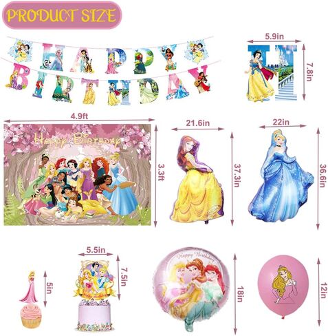 Princess Birthday Party Decoration Supplies Princess Background Balloon Cake Topper Decoration Girls Birthday Party Decoration Supplies in Kuwait