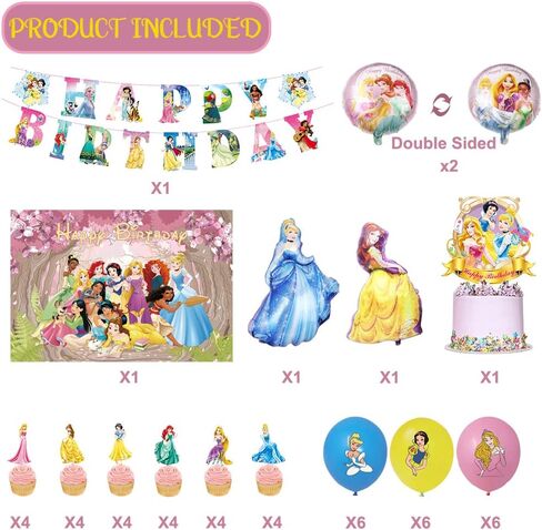 Princess Birthday Party Decoration Supplies Princess Background Balloon Cake Topper Decoration Girls Birthday Party Decoration Supplies in Kuwait