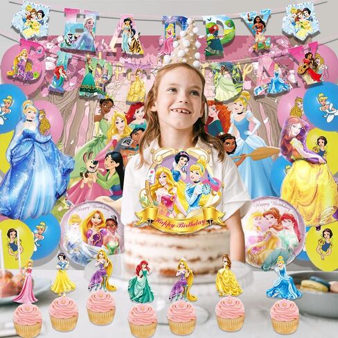 Princess Birthday Party Decoration Supplies Princess Background Balloon Cake Topper Decoration Girls Birthday Party Decoration Supplies in Kuwait