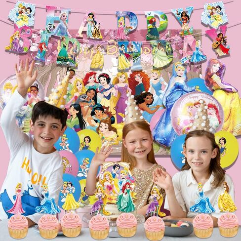 Princess Birthday Party Decoration Supplies Princess Background Balloon Cake Topper Decoration Girls Birthday Party Decoration Supplies in Kuwait