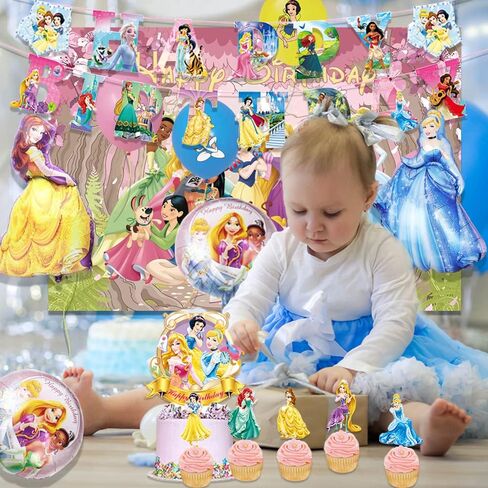 Princess Birthday Party Decoration Supplies Princess Background Balloon Cake Topper Decoration Girls Birthday Party Decoration Supplies in Kuwait