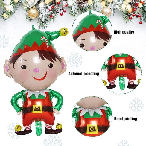 2Pcs Christmas Foil Balloons Santa Claus Reindeer Elk Foil Balloons Merry Christmas Party Balloons Decorations Xmas Mylar Aluminum Helium Self Inflate Balloons for New Year Winter Holiday Home Garden in Kuwait