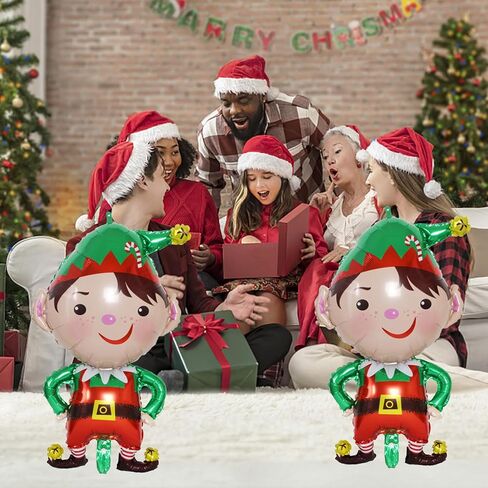 2Pcs Christmas Foil Balloons Santa Claus Reindeer Elk Foil Balloons Merry Christmas Party Balloons Decorations Xmas Mylar Aluminum Helium Self Inflate Balloons for New Year Winter Holiday Home Garden in Kuwait