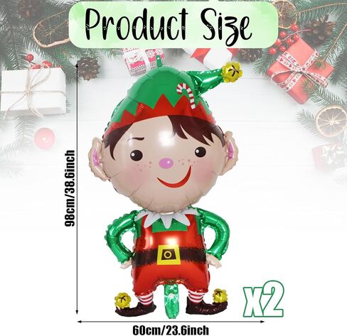 2Pcs Christmas Foil Balloons Santa Claus Reindeer Elk Foil Balloons Merry Christmas Party Balloons Decorations Xmas Mylar Aluminum Helium Self Inflate Balloons for New Year Winter Holiday Home Garden in Kuwait