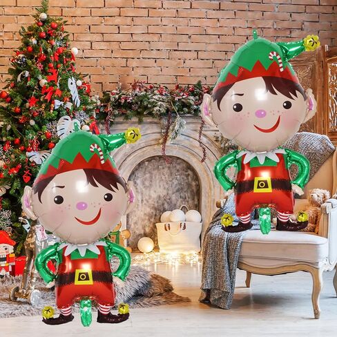 2Pcs Christmas Foil Balloons Santa Claus Reindeer Elk Foil Balloons Merry Christmas Party Balloons Decorations Xmas Mylar Aluminum Helium Self Inflate Balloons for New Year Winter Holiday Home Garden in Kuwait