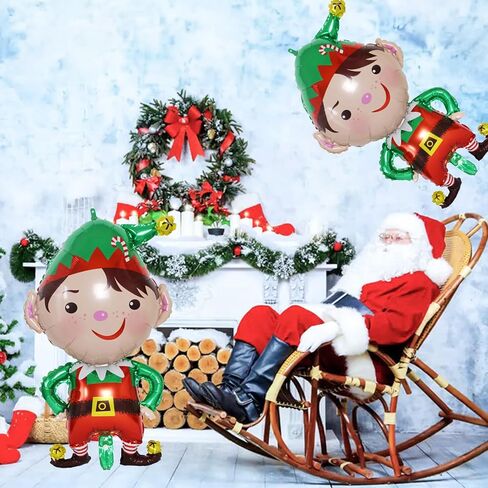 2Pcs Christmas Foil Balloons Santa Claus Reindeer Elk Foil Balloons Merry Christmas Party Balloons Decorations Xmas Mylar Aluminum Helium Self Inflate Balloons for New Year Winter Holiday Home Garden in Kuwait