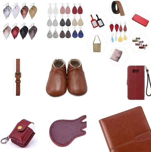 AOUXSEEM Vivid Shiny Faux Leather Sheets for Earrings Bows Jewelry Making, PU Pearlescent Gloss Fabric Bundle Cotton Back, 8.2 x 11.8 inch(21 x 30cm) (10 pcs, Assorted) in Kuwait