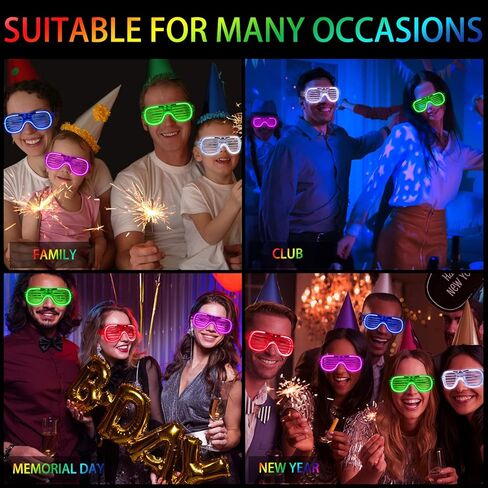 ألعاب نظارات مضيئة بإضاءة LED من ماكس فن، نظارات ظلال مصراع بلاستيكية وامضة تتوهج في الظلام، نظارات شمسية، مستلزمات الحفلات in Kuwait