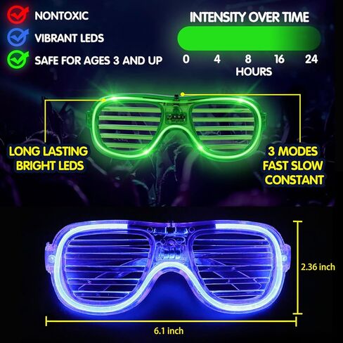 ألعاب نظارات مضيئة بإضاءة LED من ماكس فن، نظارات ظلال مصراع بلاستيكية وامضة تتوهج في الظلام، نظارات شمسية، مستلزمات الحفلات in Kuwait