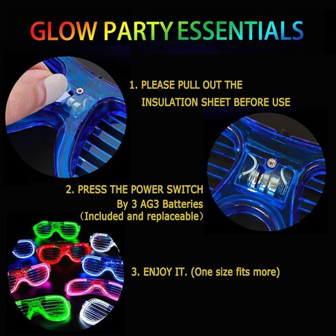 ألعاب نظارات مضيئة بإضاءة LED من ماكس فن، نظارات ظلال مصراع بلاستيكية وامضة تتوهج في الظلام، نظارات شمسية، مستلزمات الحفلات in Kuwait