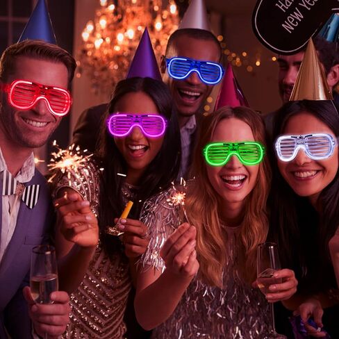 ألعاب نظارات مضيئة بإضاءة LED من ماكس فن، نظارات ظلال مصراع بلاستيكية وامضة تتوهج في الظلام، نظارات شمسية، مستلزمات الحفلات in Kuwait