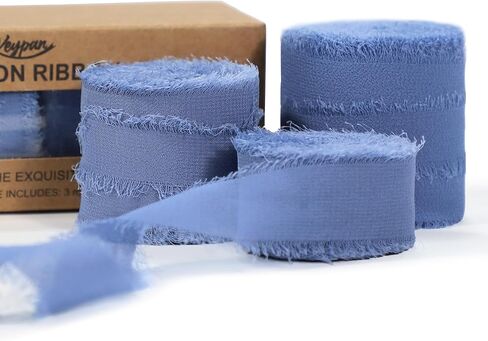 Keypan شريط شيفون حرير عاجي 1 بوصة 1.5 بوصة 2 بوصة × 7 ياردة مجموعة شرائط زفاف مصنوعة يدويًا لتغليف الهدايا باقة زهور الزفاف استحمام الطفل in Kuwait