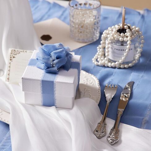 Keypan شريط شيفون حرير عاجي 1 بوصة 1.5 بوصة 2 بوصة × 7 ياردة مجموعة شرائط زفاف مصنوعة يدويًا لتغليف الهدايا باقة زهور الزفاف استحمام الطفل in Kuwait