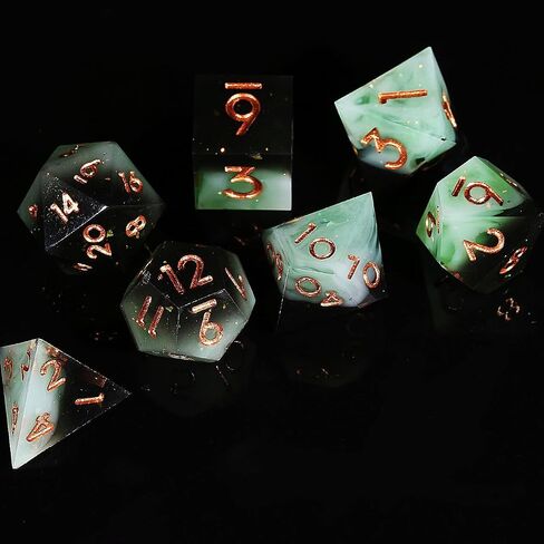 Resin DND Dice,7 pcs Handmade Sharp Edged Dice Set,Polyhedral Dice Set for Dungeons and Dragons Dice,D&D Dice with Gift Case,RPG RPG MTG Role Playing Game Dice (Blue Conch) in Kuwait