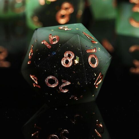 Resin DND Dice,7 pcs Handmade Sharp Edged Dice Set,Polyhedral Dice Set for Dungeons and Dragons Dice,D&D Dice with Gift Case,RPG RPG MTG Role Playing Game Dice (Blue Conch) in Kuwait