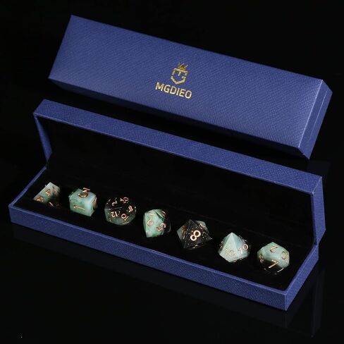 Resin DND Dice,7 pcs Handmade Sharp Edged Dice Set,Polyhedral Dice Set for Dungeons and Dragons Dice,D&D Dice with Gift Case,RPG RPG MTG Role Playing Game Dice (Blue Conch) in Kuwait