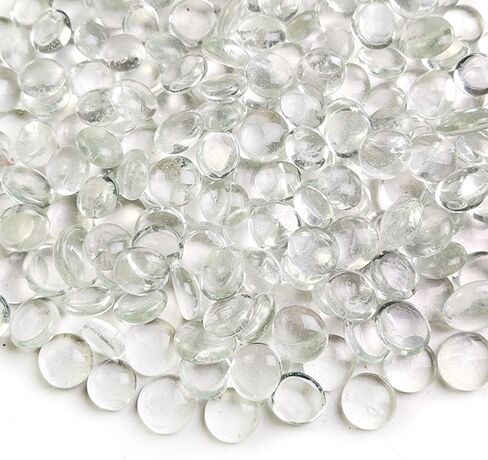 5 LB Flat Glass Marbles Gems Fire Glass for Fire Pit,Crafts,Table Scatters,Vase Fillers,Aquarium,Fish Tank Pebbles,Candle Holder Decor,Red,Blue and White Mix,Approx 450-500 PCS in Kuwait