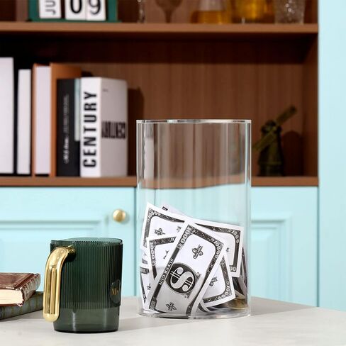 Wesiti 4 Pieces Clear Piggy Bank for Adults Kids Acrylic Cylinder Money Jar Break to Open Savings Box for Cash Coins Diameter for Boys Girls Birthday Home Decoration, 10" H x 6" Diameter in Saudi Arabia