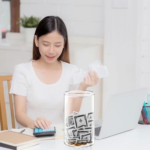 Wesiti 4 Pieces Clear Piggy Bank for Adults Kids Acrylic Cylinder Money Jar Break to Open Savings Box for Cash Coins Diameter for Boys Girls Birthday Home Decoration, 10" H x 6" Diameter in Saudi Arabia