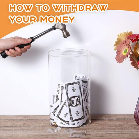 Wesiti 4 Pieces Clear Piggy Bank for Adults Kids Acrylic Cylinder Money Jar Break to Open Savings Box for Cash Coins Diameter for Boys Girls Birthday Home Decoration, 10" H x 6" Diameter in Saudi Arabia