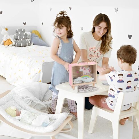 DIAOKANAI Kids Unicorn Piggy Bank للفتيات 4 5 6 7 8 9 10 11 12 13 عامًا من الزجاج الشفاف للعملات المعدنية لطيف وردي خشبي كبير بنك المال الآمن، جرة توفير كبيرة، كبيرة in Kuwait