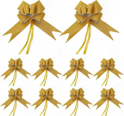 40 قطعة من فيونكة السحب، متوسطة، 4 بوصات، فيونكة لامعة، زينة الزفاف، أشرطة هدايا عيد الميلاد، 40 قطعة، لامعة (ذهبي) in Kuwait