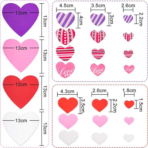 Whaline 504 Pcs Valentine's Day Foam Hearts Craft Set Including 24pcs Multicolor Foam Hearts,480pcs Self Adhesive Heart Foam Stickers and 3 Sheets Glue Point for Valentines Crafts Decor in Saudi Arabia