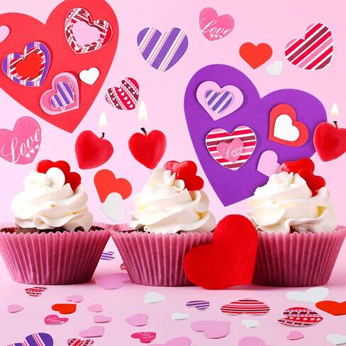Whaline 504 Pcs Valentine's Day Foam Hearts Craft Set Including 24pcs Multicolor Foam Hearts,480pcs Self Adhesive Heart Foam Stickers and 3 Sheets Glue Point for Valentines Crafts Decor in Saudi Arabia