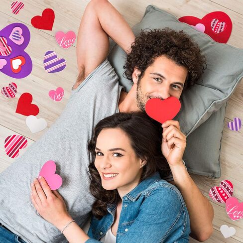 Whaline 504 Pcs Valentine's Day Foam Hearts Craft Set Including 24pcs Multicolor Foam Hearts,480pcs Self Adhesive Heart Foam Stickers and 3 Sheets Glue Point for Valentines Crafts Decor in Saudi Arabia