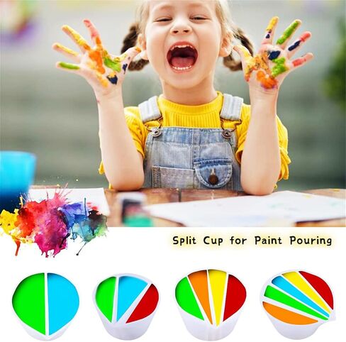 كوب مقسم لصب طلاء السيليكون، 4 قطع (2-5 قنوات) مجموعة لوازم الطلاء لصب طلاء الأكريليك السائل، أدوات صنع DIY قابلة لإعادة الاستخدام وسهلة التنظيف in Kuwait