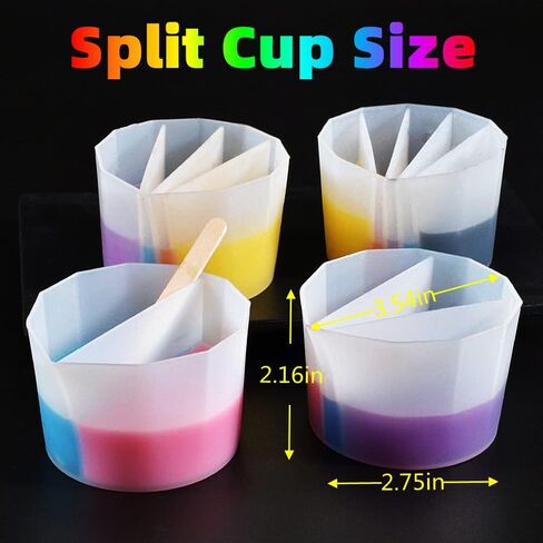 كوب مقسم لصب طلاء السيليكون، 4 قطع (2-5 قنوات) مجموعة لوازم الطلاء لصب طلاء الأكريليك السائل، أدوات صنع DIY قابلة لإعادة الاستخدام وسهلة التنظيف in Kuwait