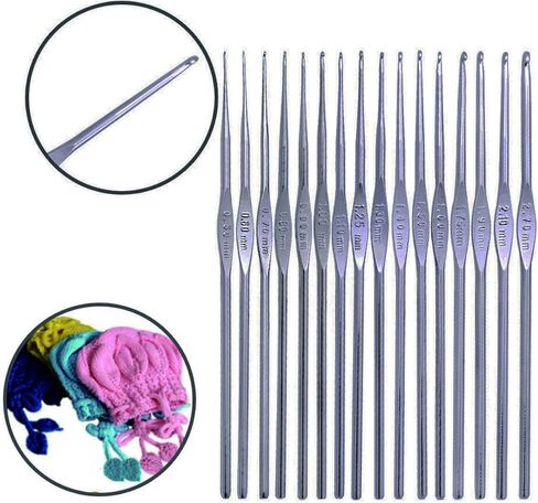 16 PCS Steel Latch Hooks Needle, Crochet Hook with Different Size. in Saudi Arabia