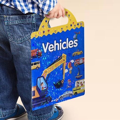 كتاب ملصقات منتفخ للأطفال - كتاب ملصقات قابل لإعادة الاستخدام للأطفال الصغار 1-3، كتب ملصقات للأطفال 2-4 مع أكثر من 80 ملصقًا قابلاً لإعادة اللصق، ألعاب للفتيات والأولاد من سن 4 إلى 8 سنوات، أنشطة الأطفال الصغار للسفر بالسيارات والطائرات in Kuwait