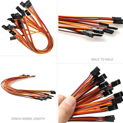 VIMVIP 3Pin 30cm Servo Extension Cable 22AWG 60 Cores Wire Male to Male Futaba JR for DJI Phantom 4 3 2 DJI Inspire 2 1 and Other Remote Control Aircraft in Kuwait