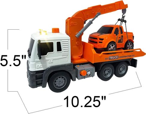 ArtCreativity Light Up Tow Truck Toy, Scale Model Tow Truck with Movable Flat Bed, Lights, Sound, and Small Car Toy for Kids, Interactive Tow Truck Toys for Boys and Girls, for Ages 3 and Up in Saudi Arabia