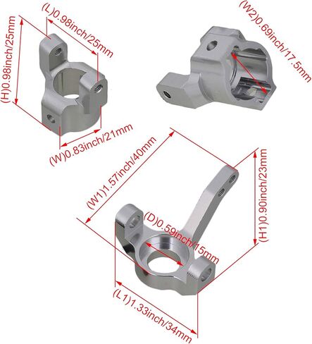 Mxfans Silver Al. Upgrade Parts SCX0002 C-Hub Carrier & AX30496 Steering Hub Carrier(L/R) Replacement for AXIAL RC1:10 Off Road Car Pack of 2 in Saudi Arabia