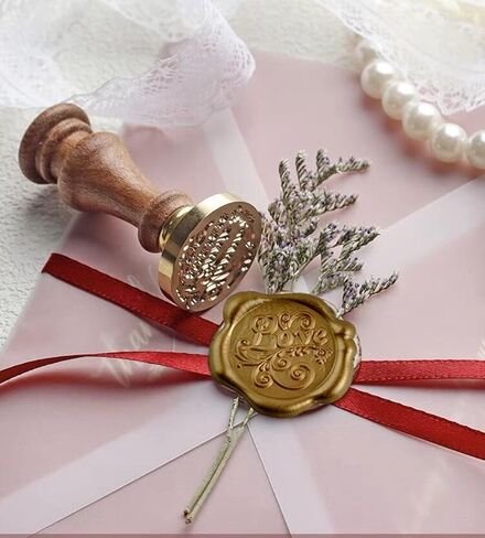 ملصقات ختم الشمع لدعوات الزفاف المغلف الطوابع السدادة ذاتية اللصق ختم الشمع ملصق القلب حرف الذهب البرونزي لعيد الميلاد حفل زفاف عيد ميلاد (60، مزيج الذهب) in Kuwait