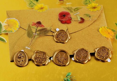 ملصقات ختم الشمع لدعوات الزفاف المغلف الطوابع السدادة ذاتية اللصق ختم الشمع ملصق القلب حرف الذهب البرونزي لعيد الميلاد حفل زفاف عيد ميلاد (60، مزيج الذهب) in Kuwait